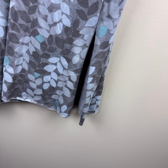 Gudrun Sjoden Gray Leaf Print Tencel Long Sleeve Midi Dress Size M Pockets - Picture 5 of 8